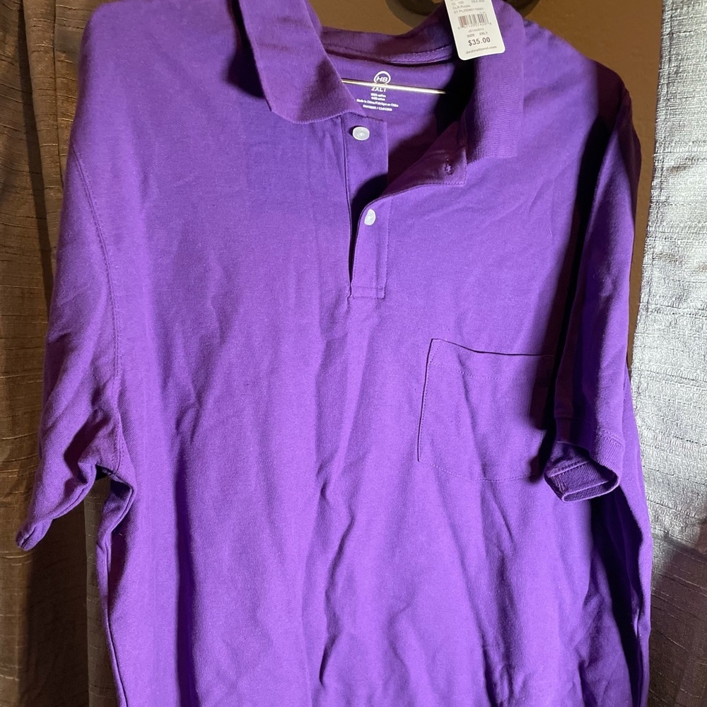 HB Men’s Purple Polo 2 XL Short Sleeve Shirt -New with Tags
